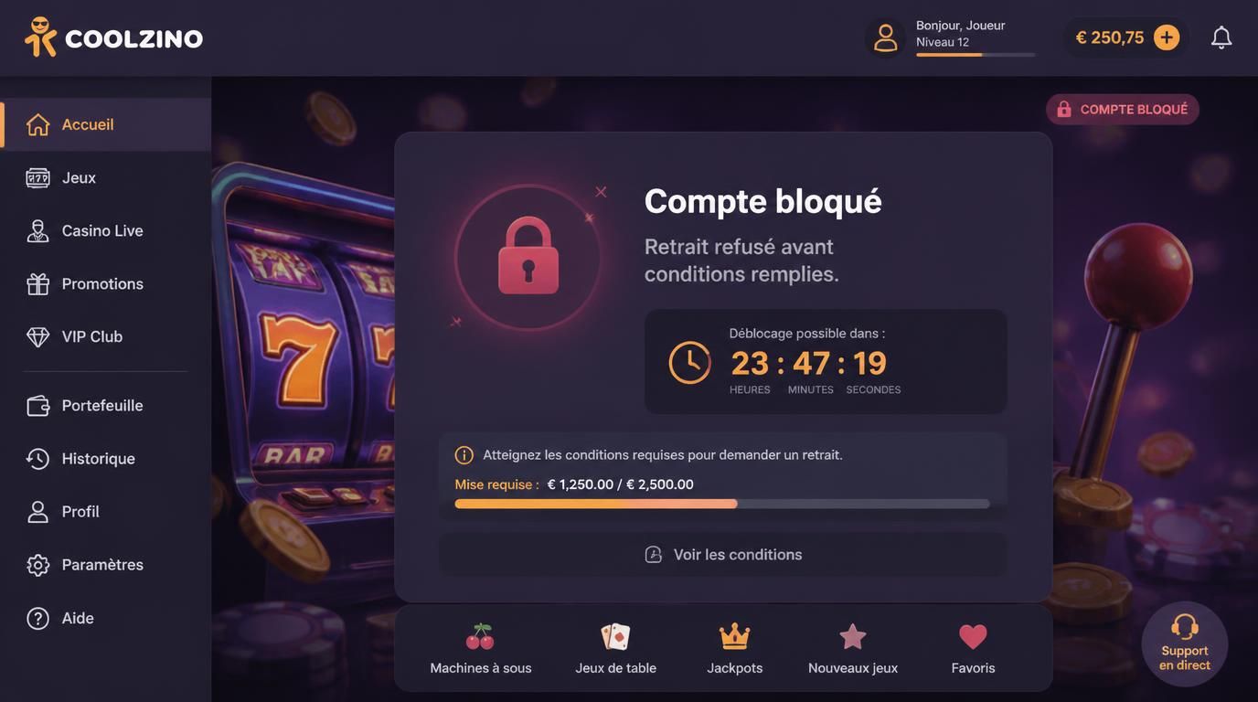 Retrait non possible avant que les exigences de mise soient terminées