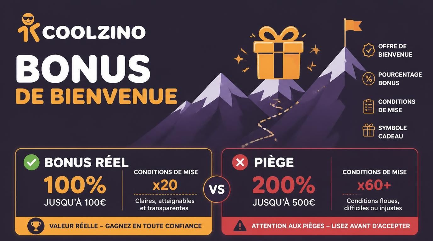 Visuel du bonus de bienvenue avec détails conditions