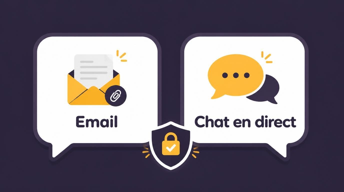 Comparaison support email/chat sur sécurité